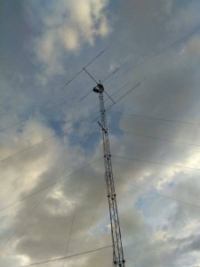 Raising 3 band HF yagi antenna in BARC Club House